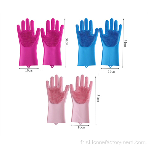 Gants en silicone nettoyant les gants de lave-vaisselle de la cuisine